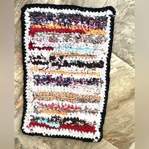 Handmade crocheted rag rug bathroom mat 29.5”x19.5”